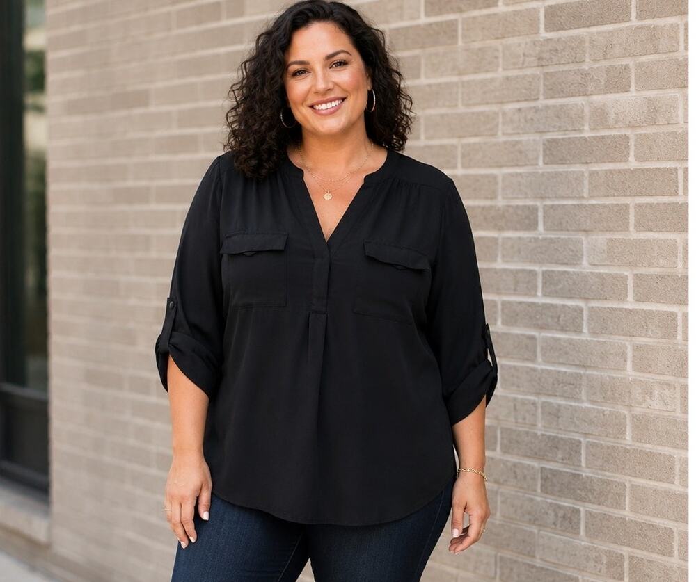 Torrid Black Harper Chiffon Blouse Top with Pockets High Low Size 1X Casual